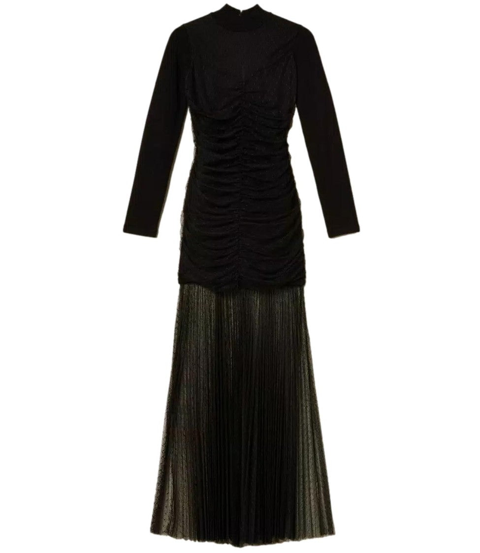 Twin-Set Floor-Length Tulle And Viscose Knit Dress