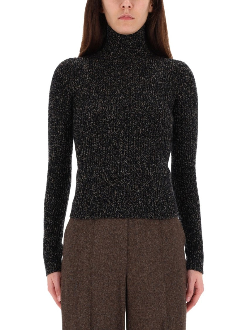Max Mara Textured Mouliné Turtleneck Sweater With High Neckline