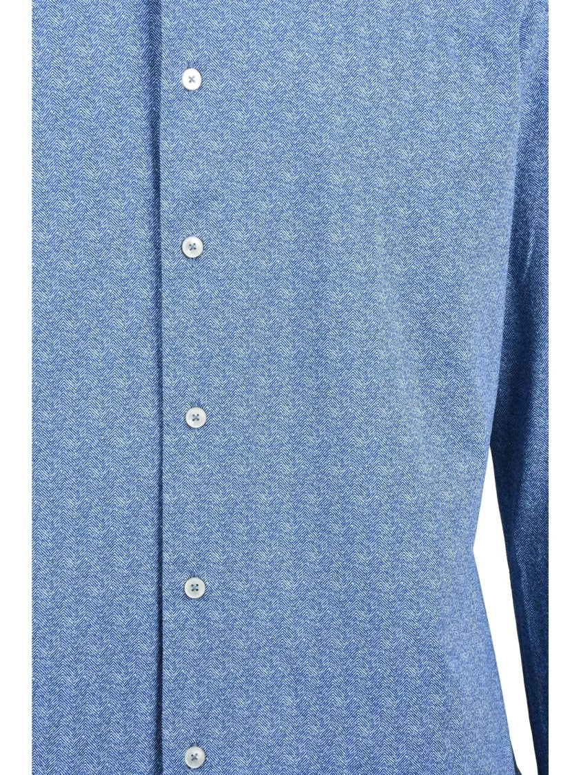 Xacus Blue Cotton Polyamide Elastane Men Stretch Shirt