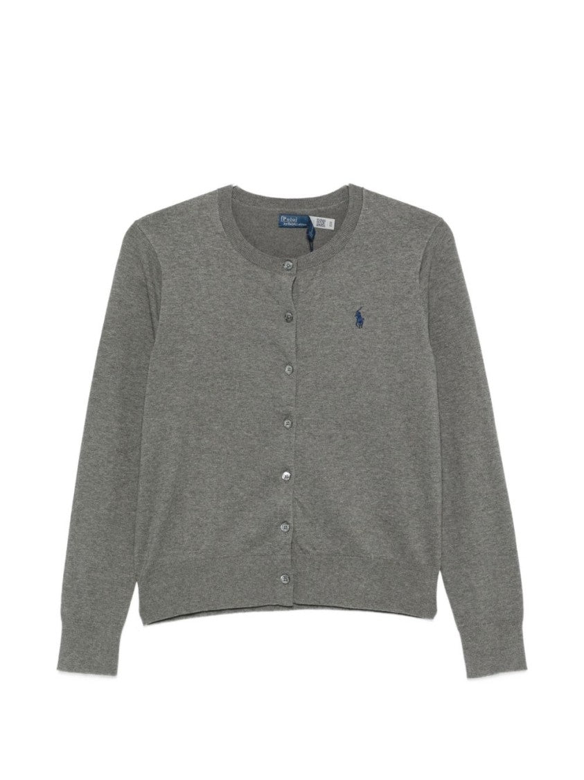 Polo Ralph Lauren Classic Grey Knit Sweater With Button-Down Front