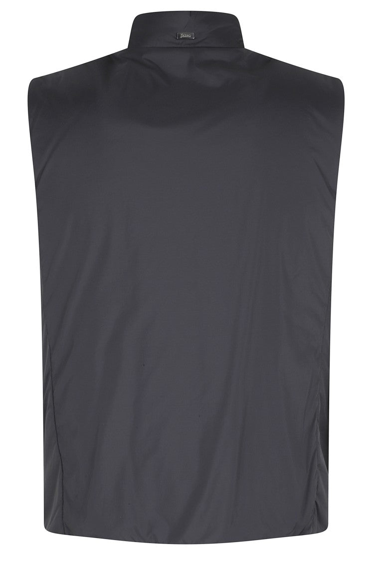 Herno Blue Down High-Collar Zippered Polyamide Vest