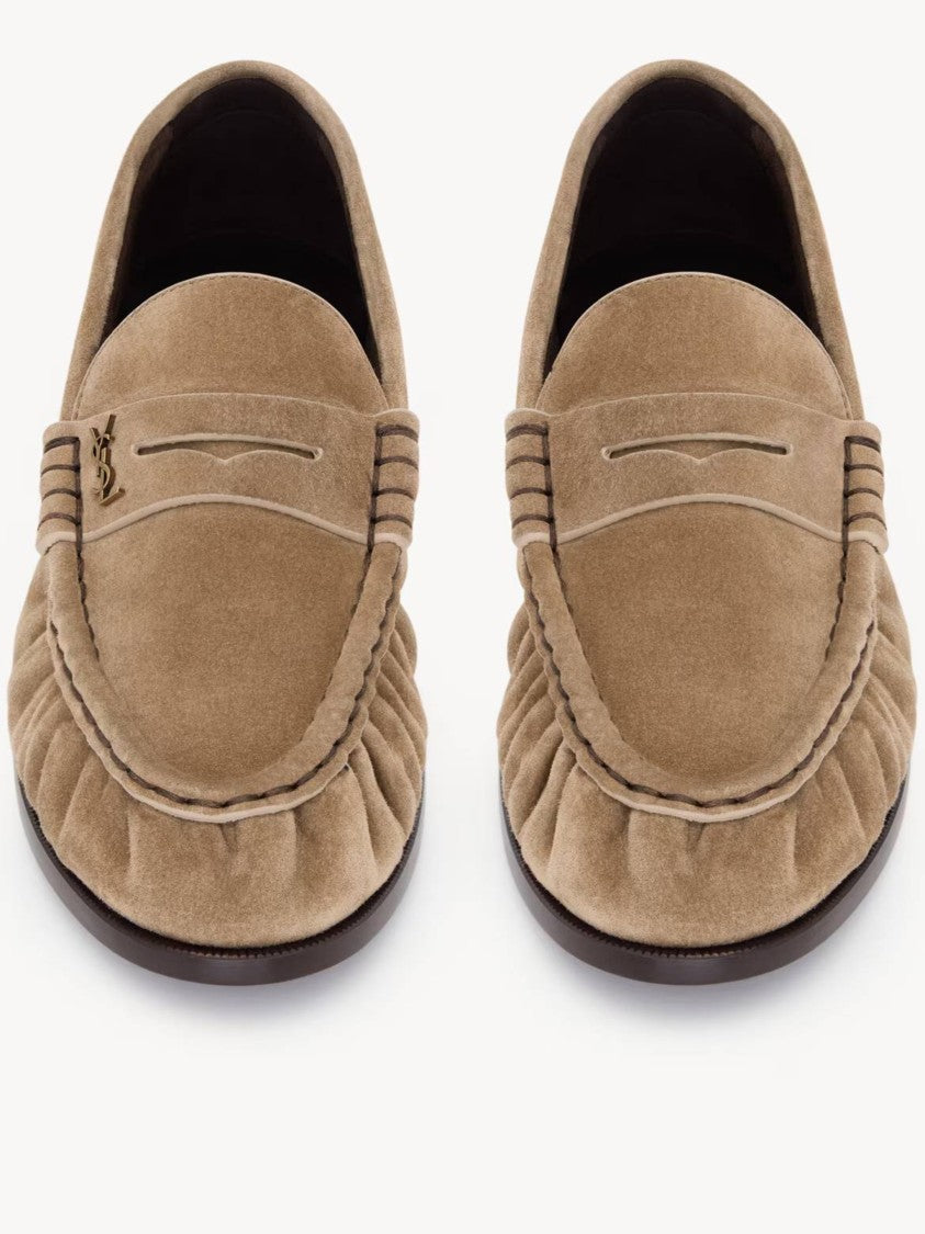 Saint Laurent Le Loafer 15 Ruched Suede Loafers