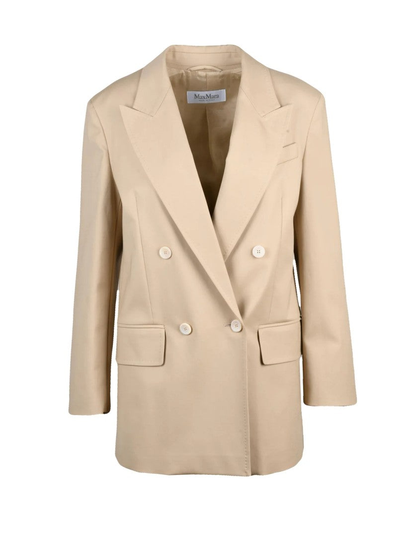 Max Mara Beige Stretch Cotton Double-Breasted Suez Jacket