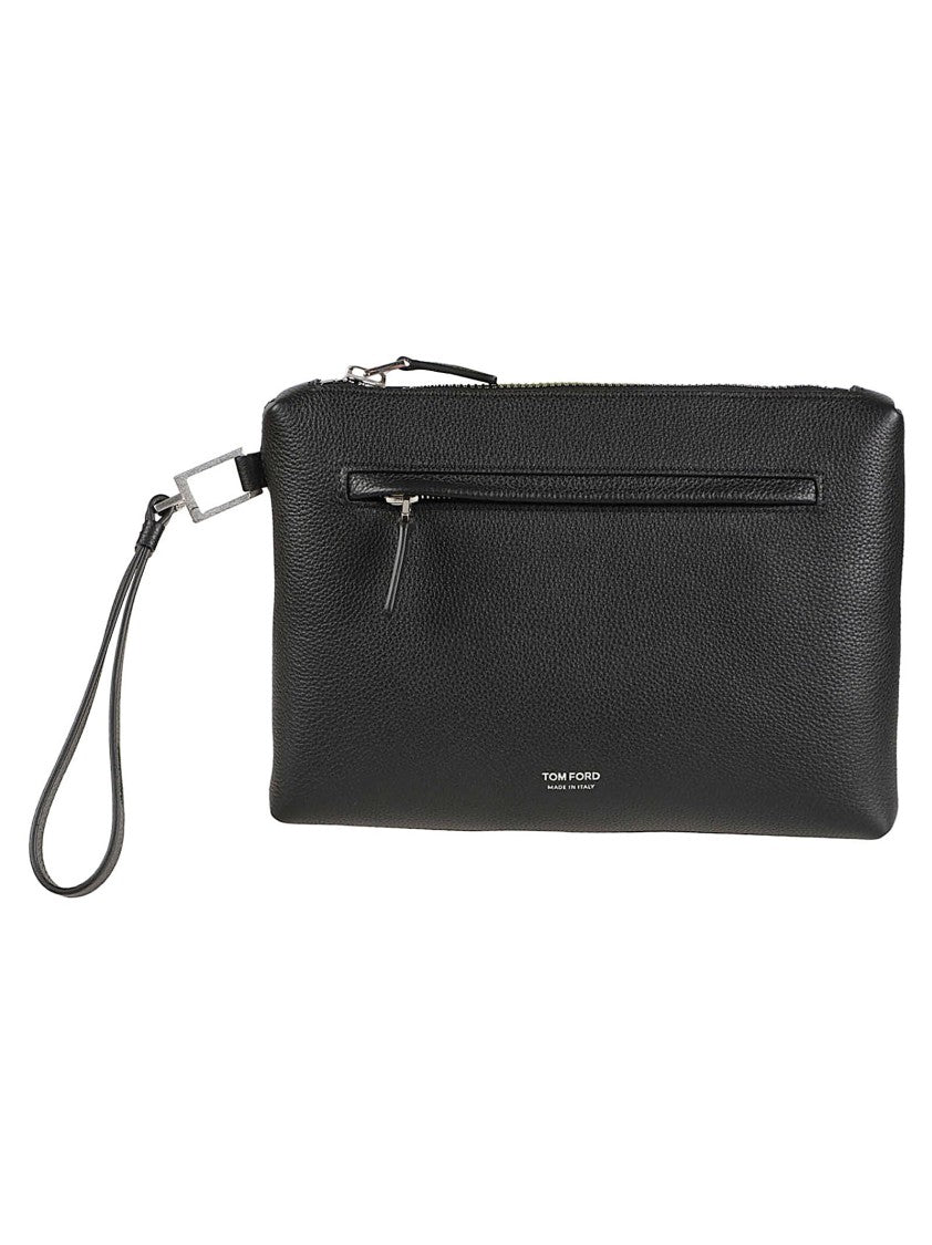 Tom Ford Textured Calf Leather Wrist-Strap Pochette