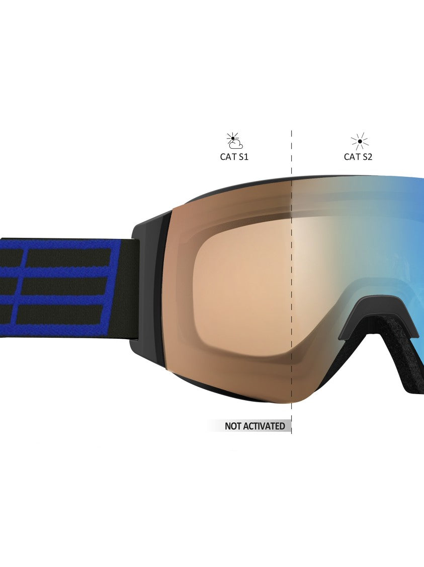 Salice Black Wide Curved Gradient Ski Goggles