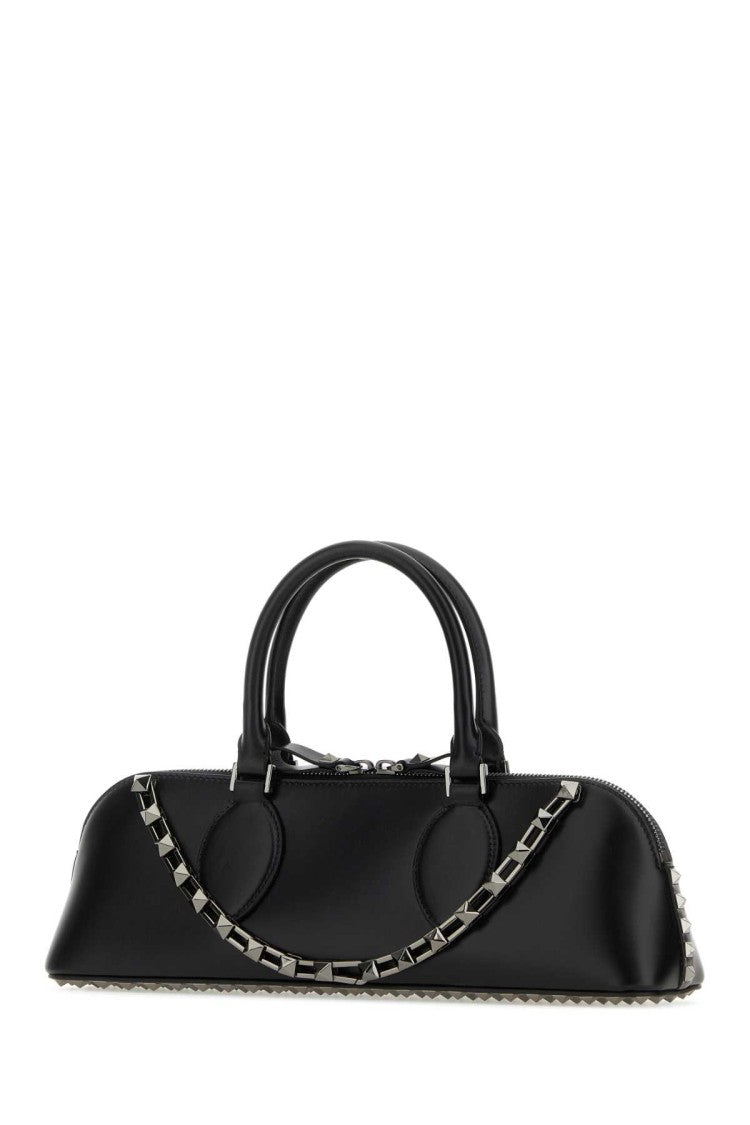 Valentino Garavani Black Leather Rockstud East-West Handbag