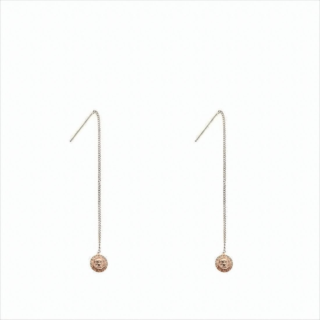 Versace Chain Earrings With Circular Pendant