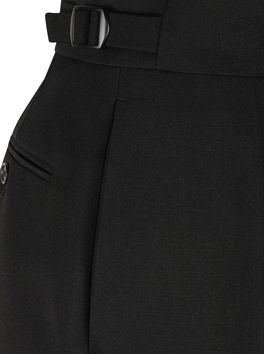 Prada Straight-Leg Tailored Pants With Adjustable Side Buckle Details