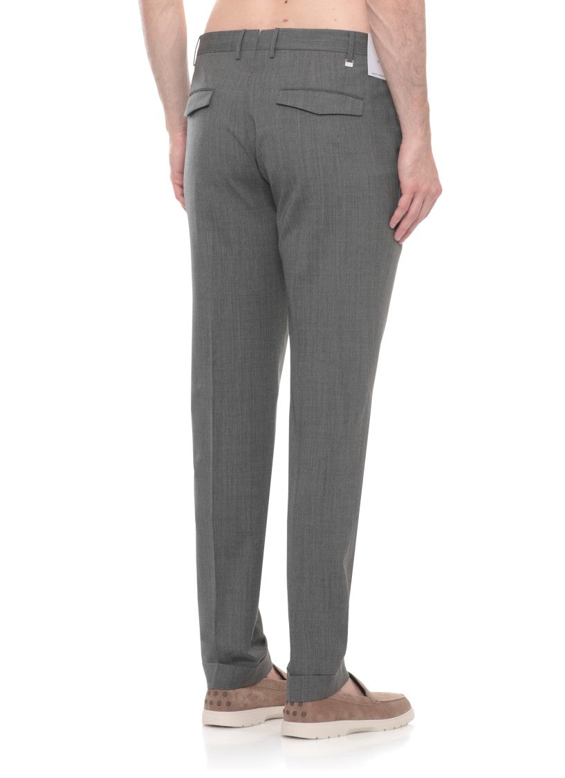 Pt Torino Grey Flap Pockets Wool Formal Pants