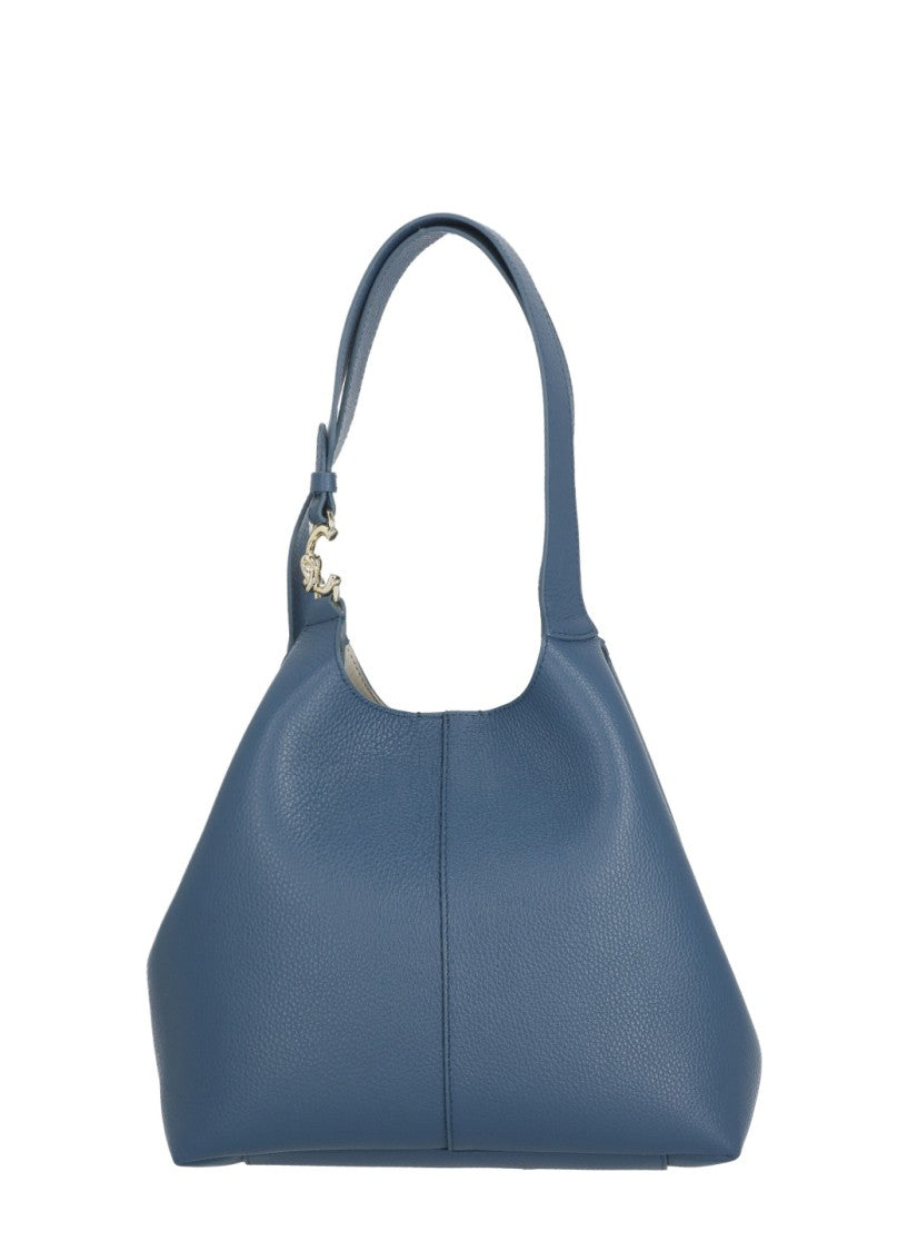 Coccinelle Structured Pebbled Leather Shoulder Bag With Contrast Logo