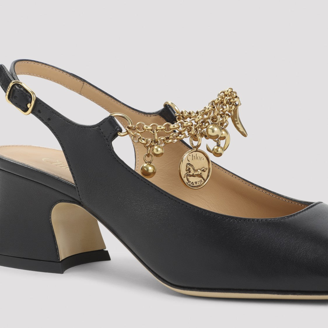 Chloé Black Nappa Leather Charms Pumps