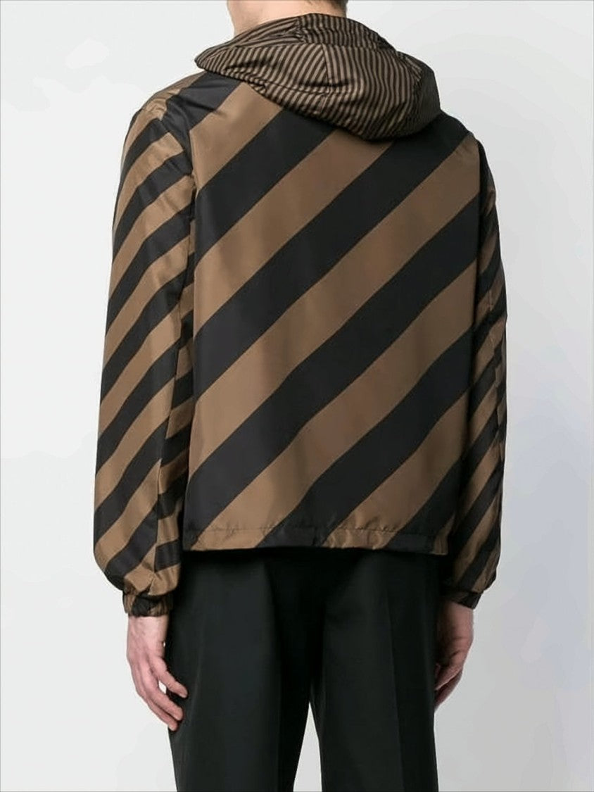 Fendi Cropped Jacket With Bold Diagonal Stripe Pattern