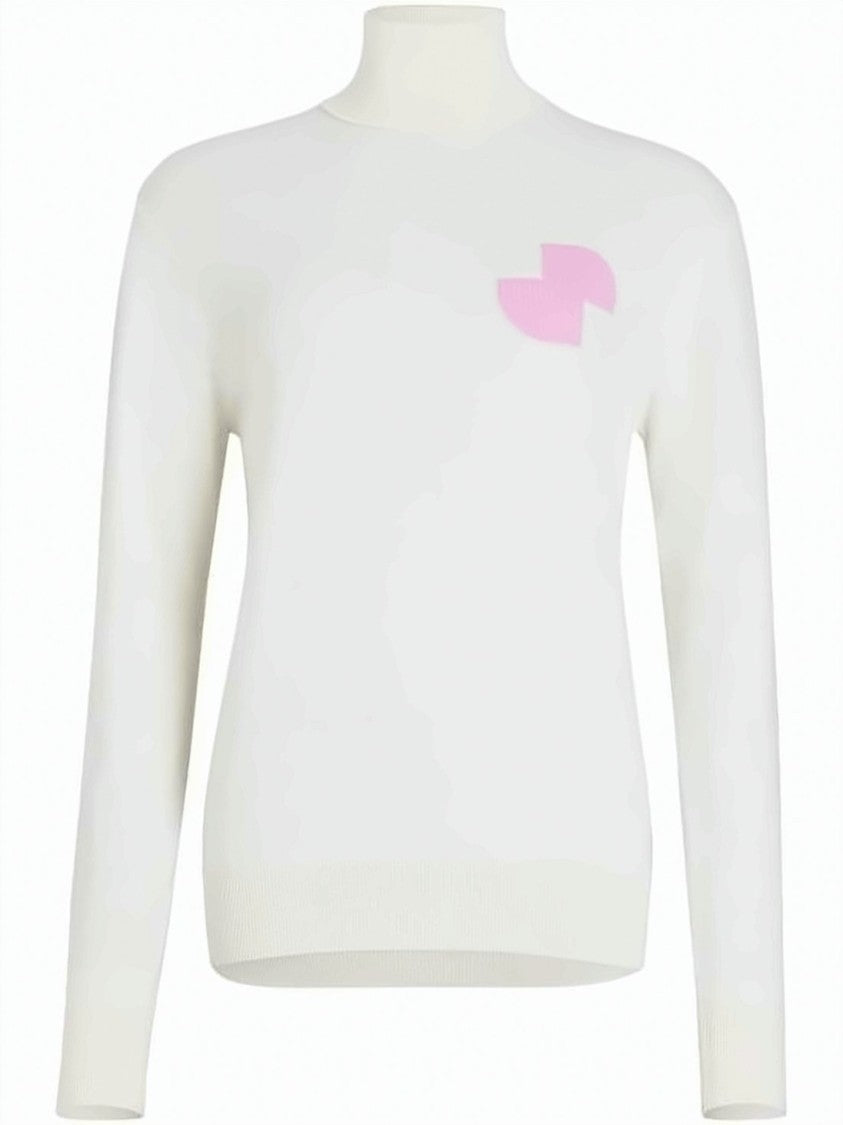 Patou Turtleneck Sweater With Abstract Pattern And Ribbed Cuffs