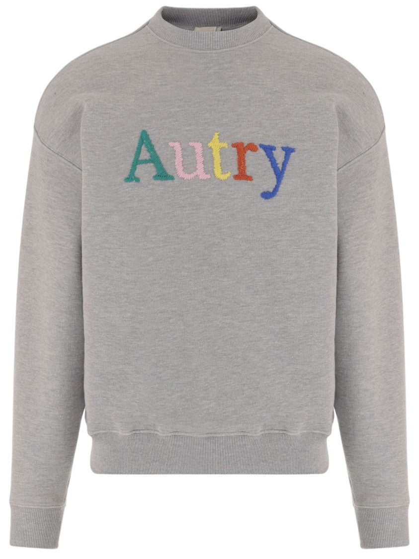 Autry Grey Embroidered Cotton Sweatshirt