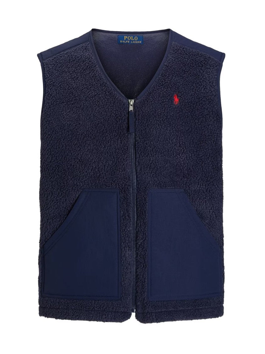 Polo Ralph Lauren High-Pile Fleece Vest Jacket With Zip Fastening And Logo Detail