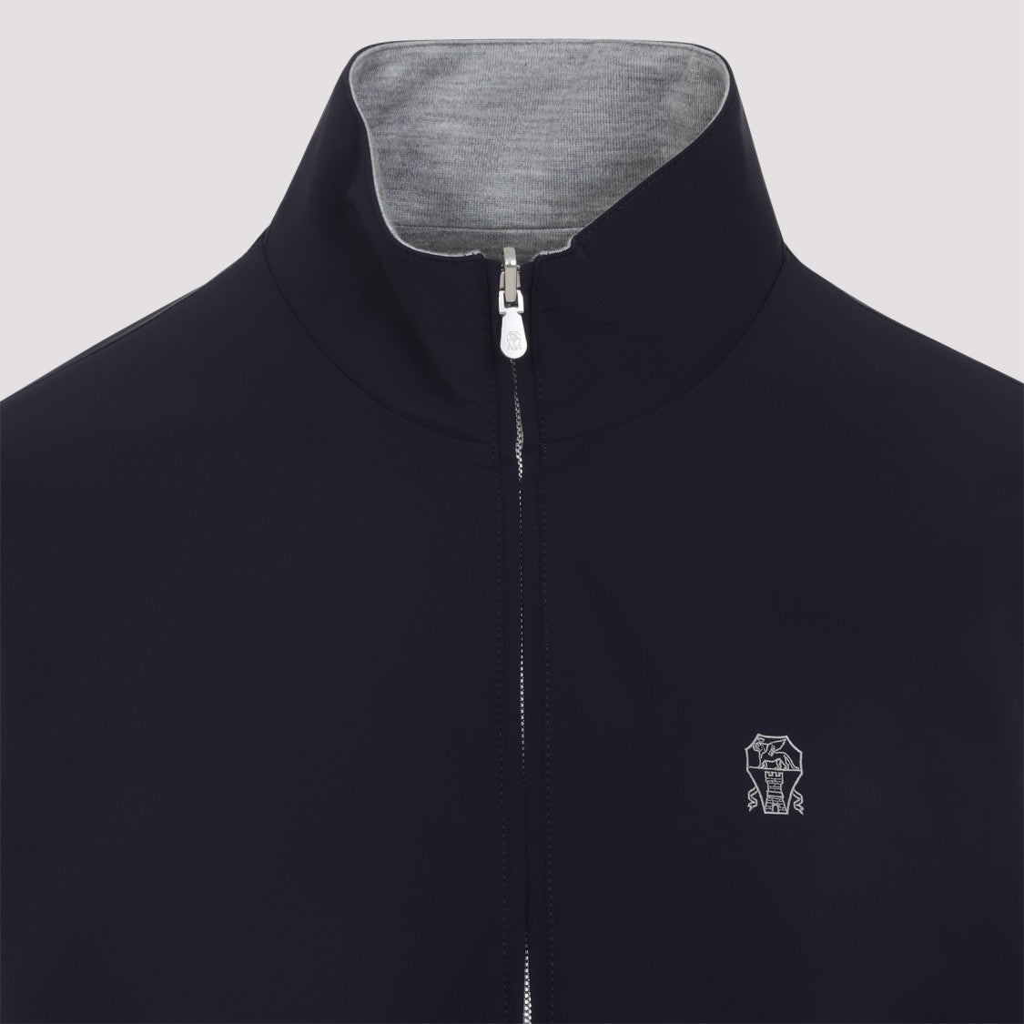 Brunello Cucinelli Blue And Grey Polyamide Sport Jacket