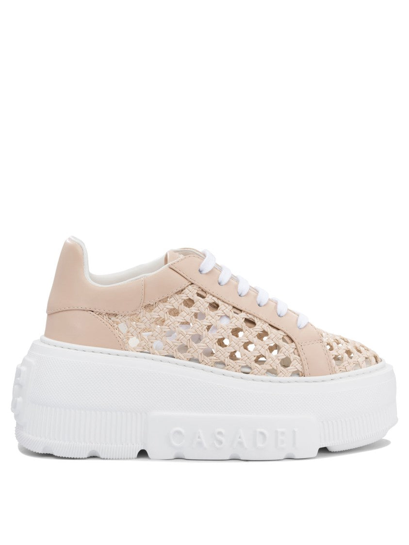 Casadei Breathable Mesh Sneakers With Platform Sole