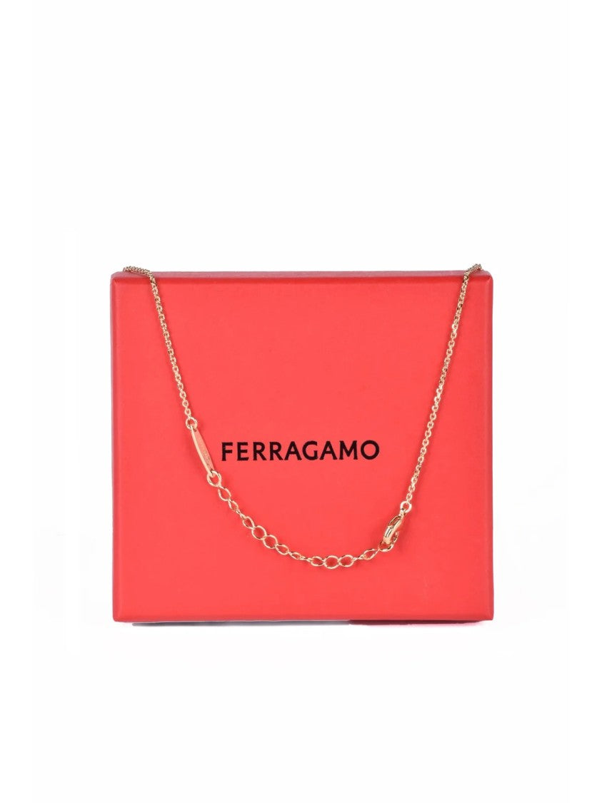 Ferragamo Gold-Toned Brass Necklace With Circular Pendant