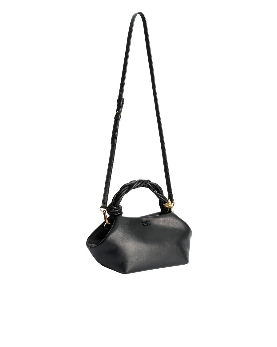 Ganni Small Black Bou Bag With Twisted Handle And Magnetic Closure