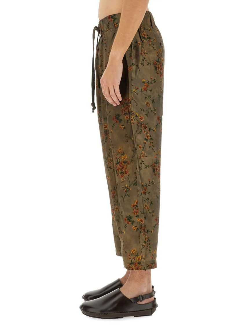 Uma Wang Floral Patterned Pajama Pants With Elastic Waistband