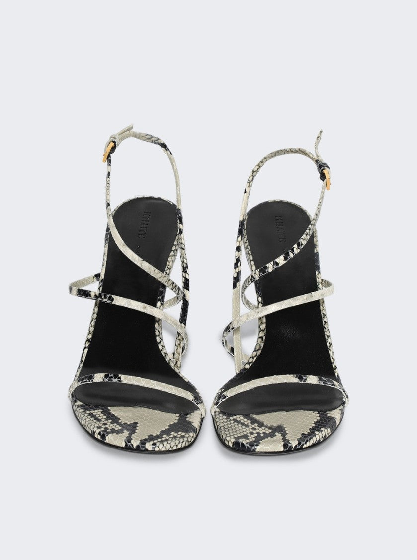 Khaite Loop Sandal Natural Python-Embossed Leather