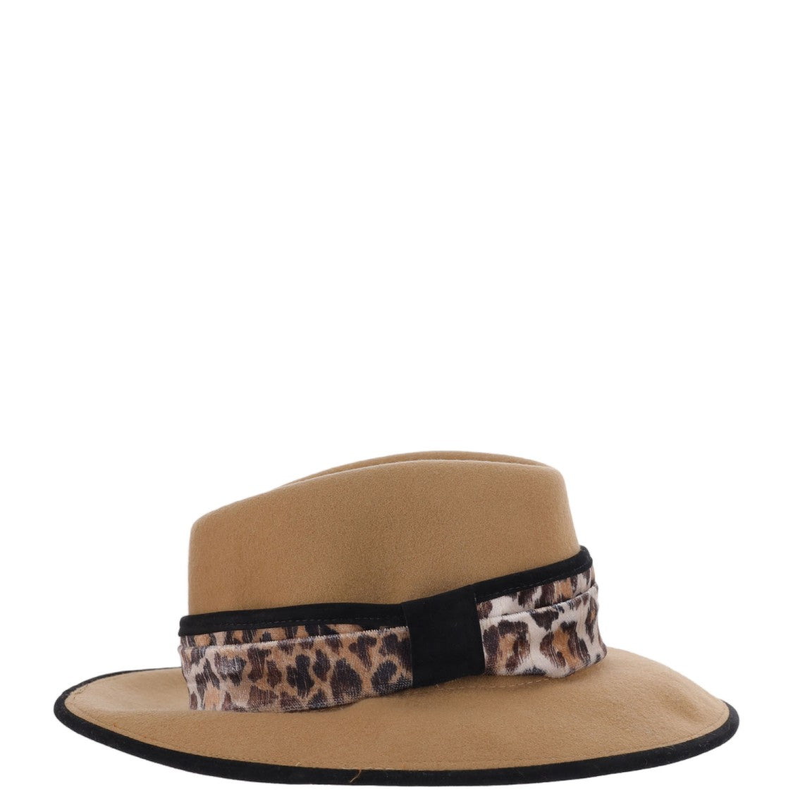 Alexia Alvarez De Toledo Beige Animal-Print Wool Felt Hat