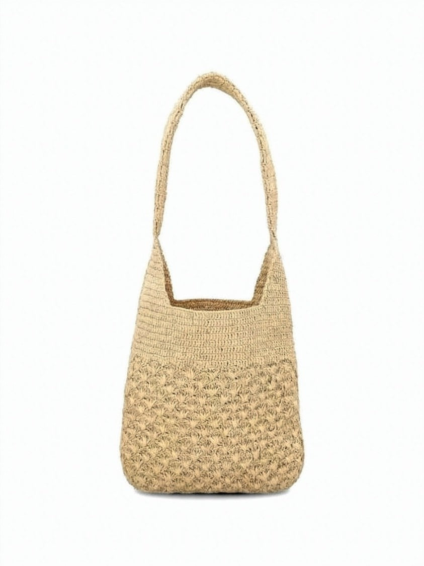Isabel Marant Woven Raffia Shoulder Bag With Embroidered Logo
