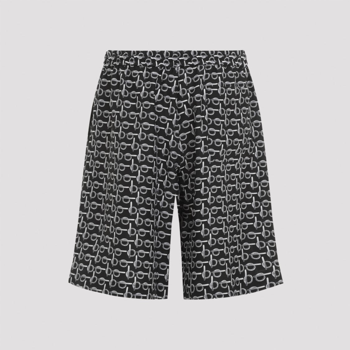 Burberry Silver And Black Silk Shorts