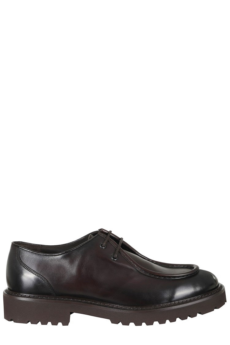 Doucal's Dark Brown Parabout Smooth Leather Lace-Up Derby Shoes
