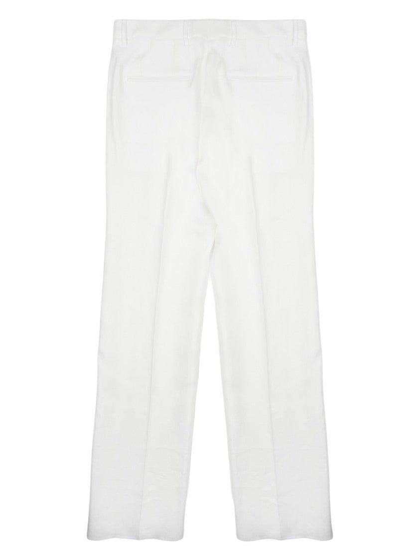 Tagliatore Straight-Leg White Linen Trousers With Classic Waistband