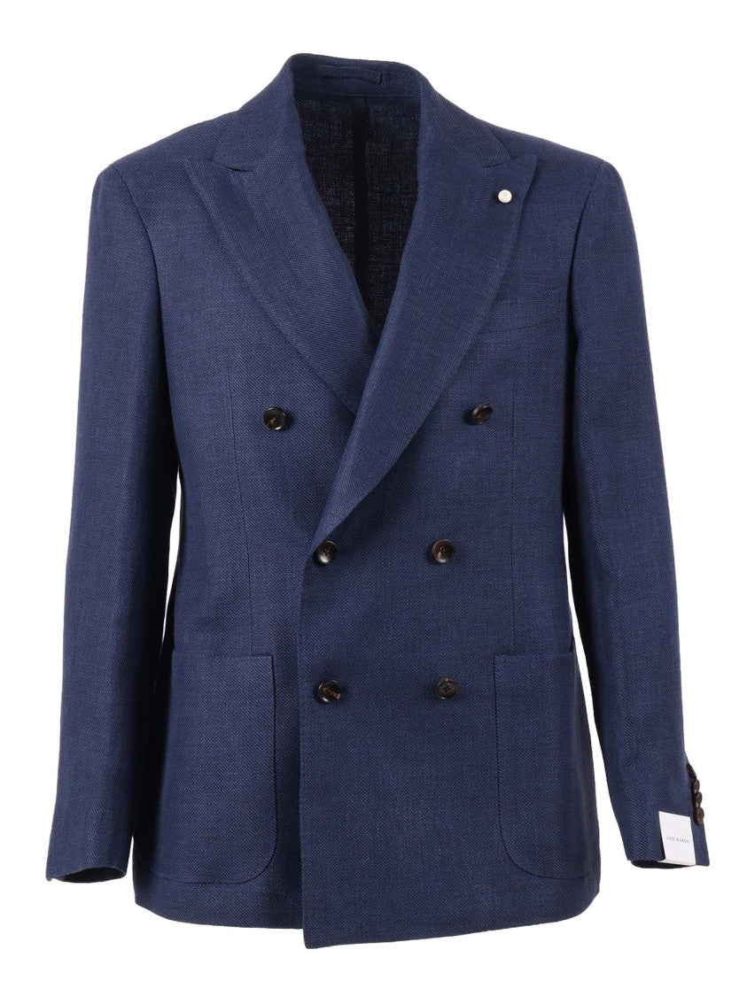 Luigi Bianchi Double Breasted Drop 7 Textured Blazer