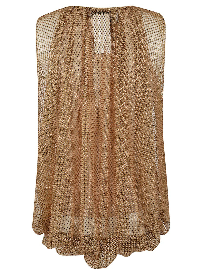 Max Mara Crystal-Embellished Mesh Top With Jersey Inner Layer