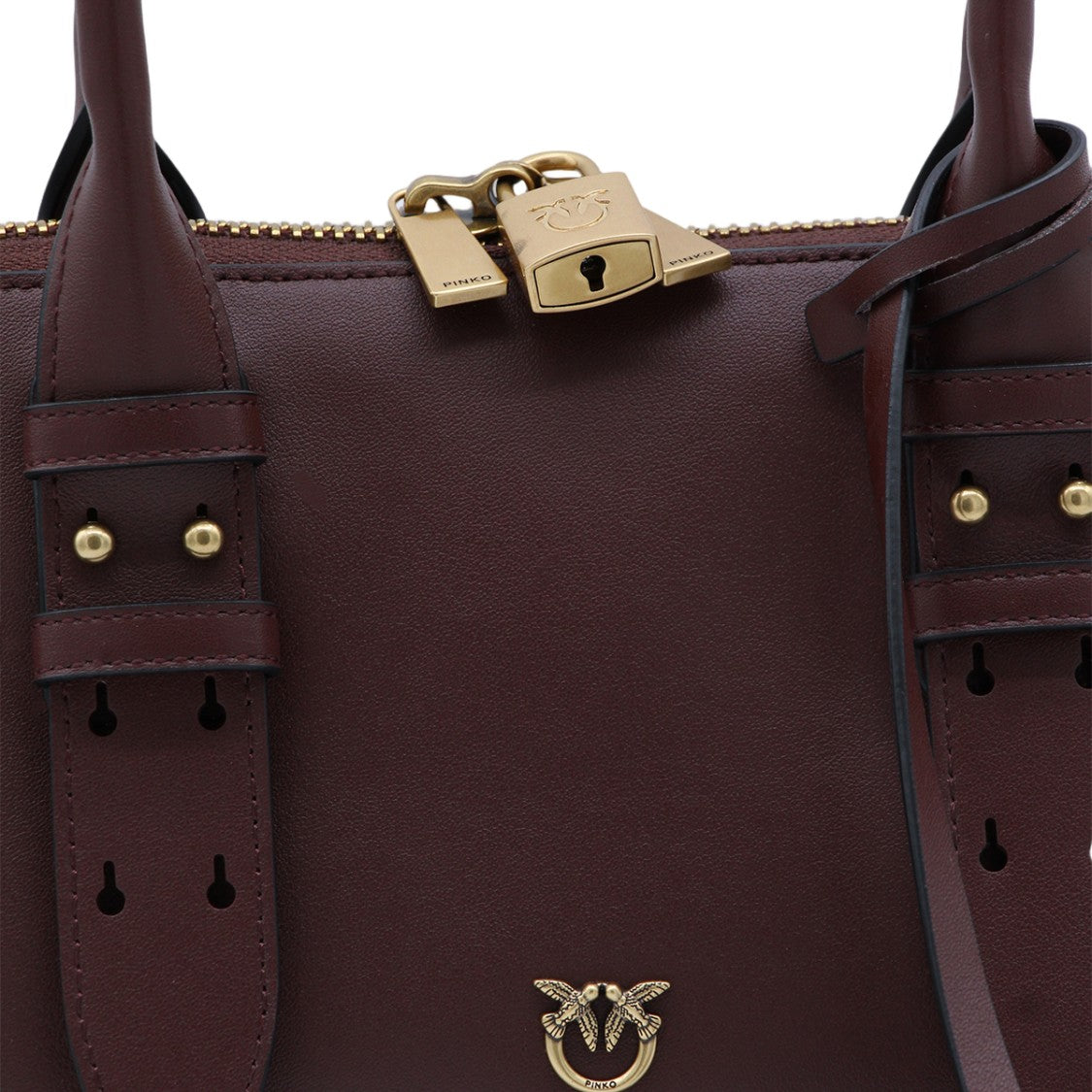 Pinko Sleek Elongated Purple Bag With Gold-Tone Padlock Detail