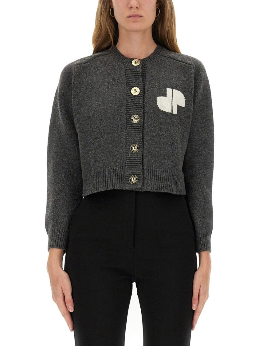 Patou Cropped Cardigan With Round Neckline And Logo Detail