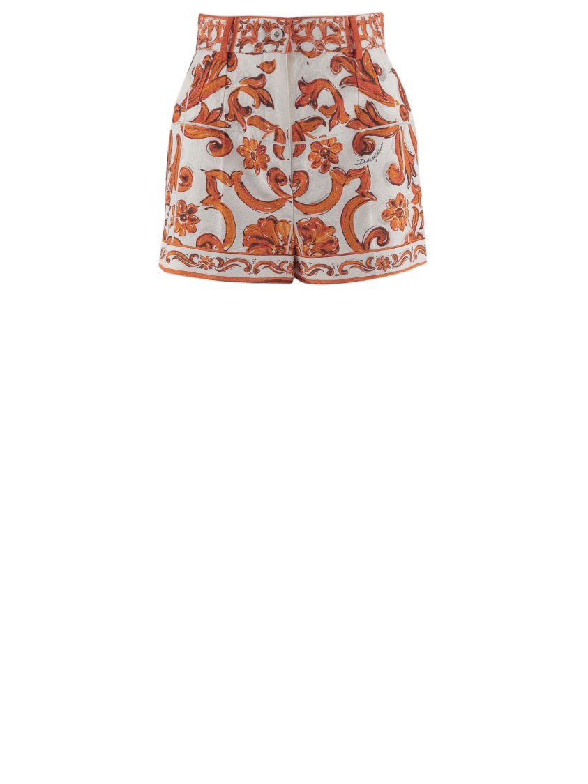 Dolce & Gabbana Majolica Print Stretch Cotton Shorts