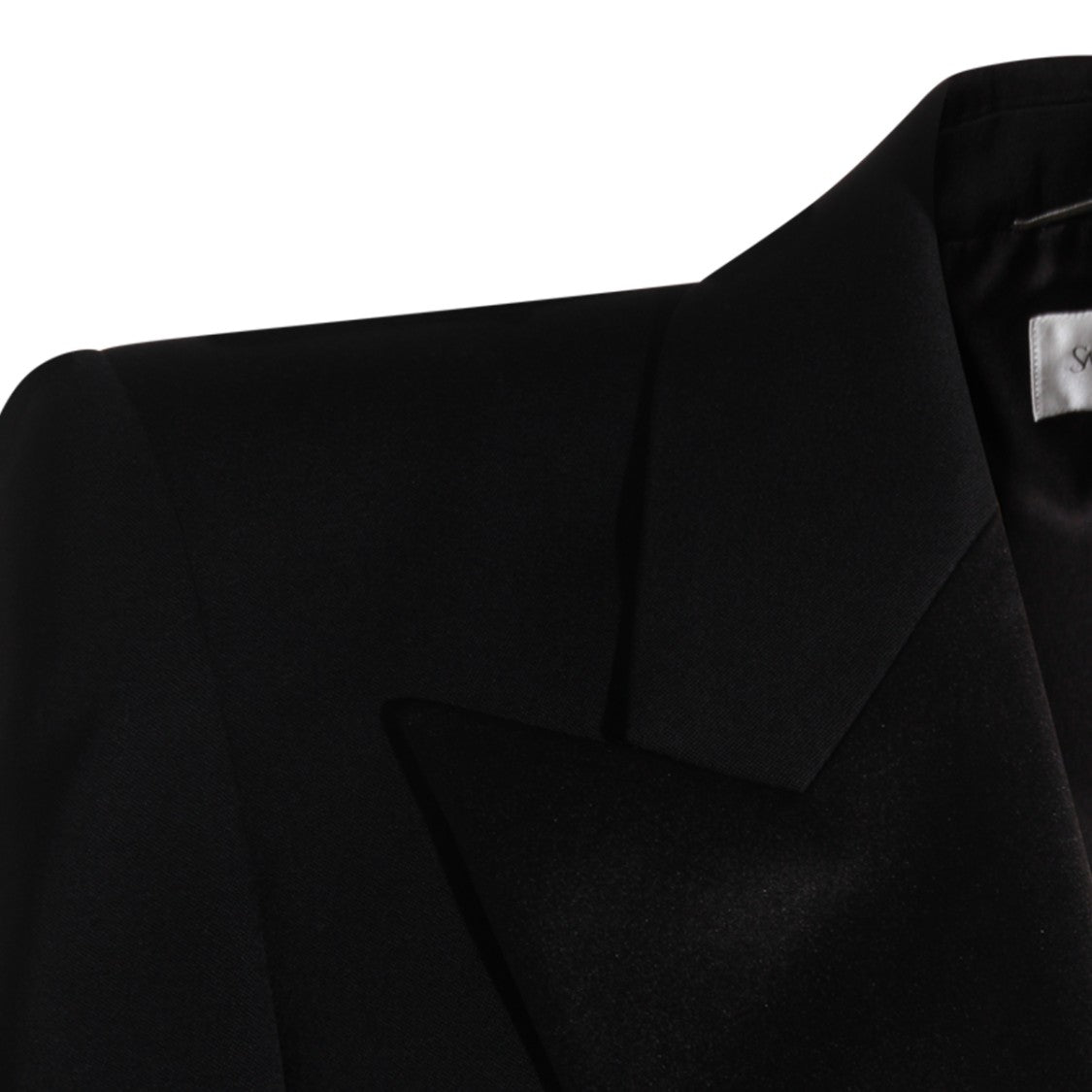 Saint Laurent Black Wool Blazer With Satin Lapel And Curved Hem