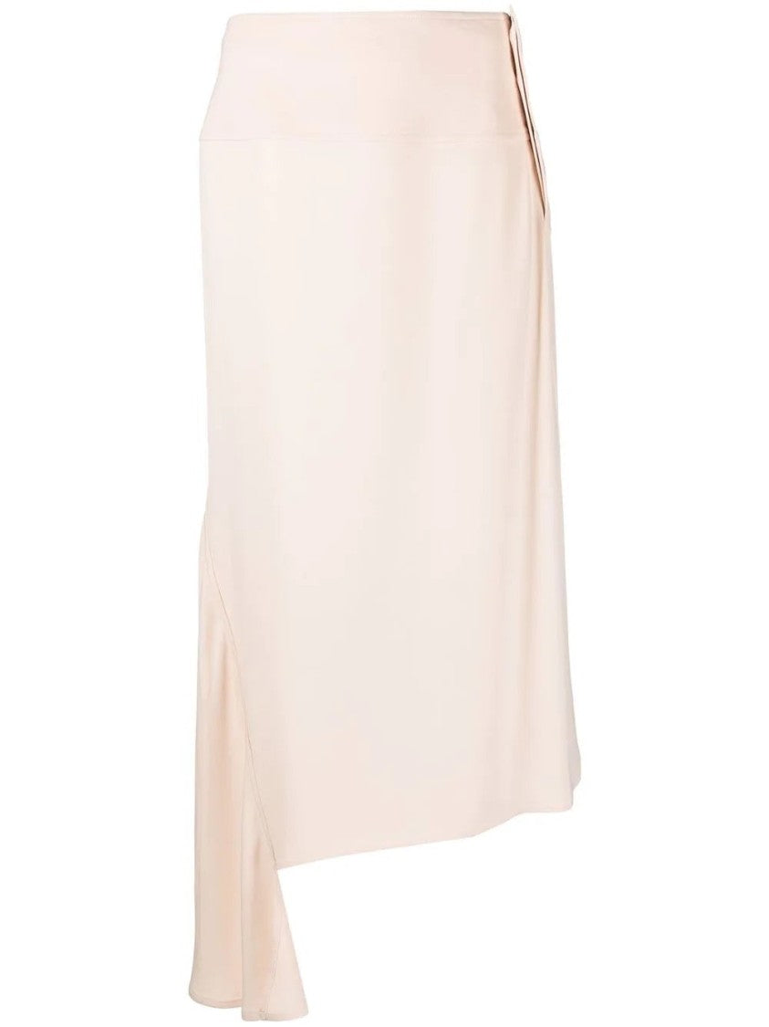 Jil Sander Asymmetrical Hem Midi Skirt With Soft Sheen
