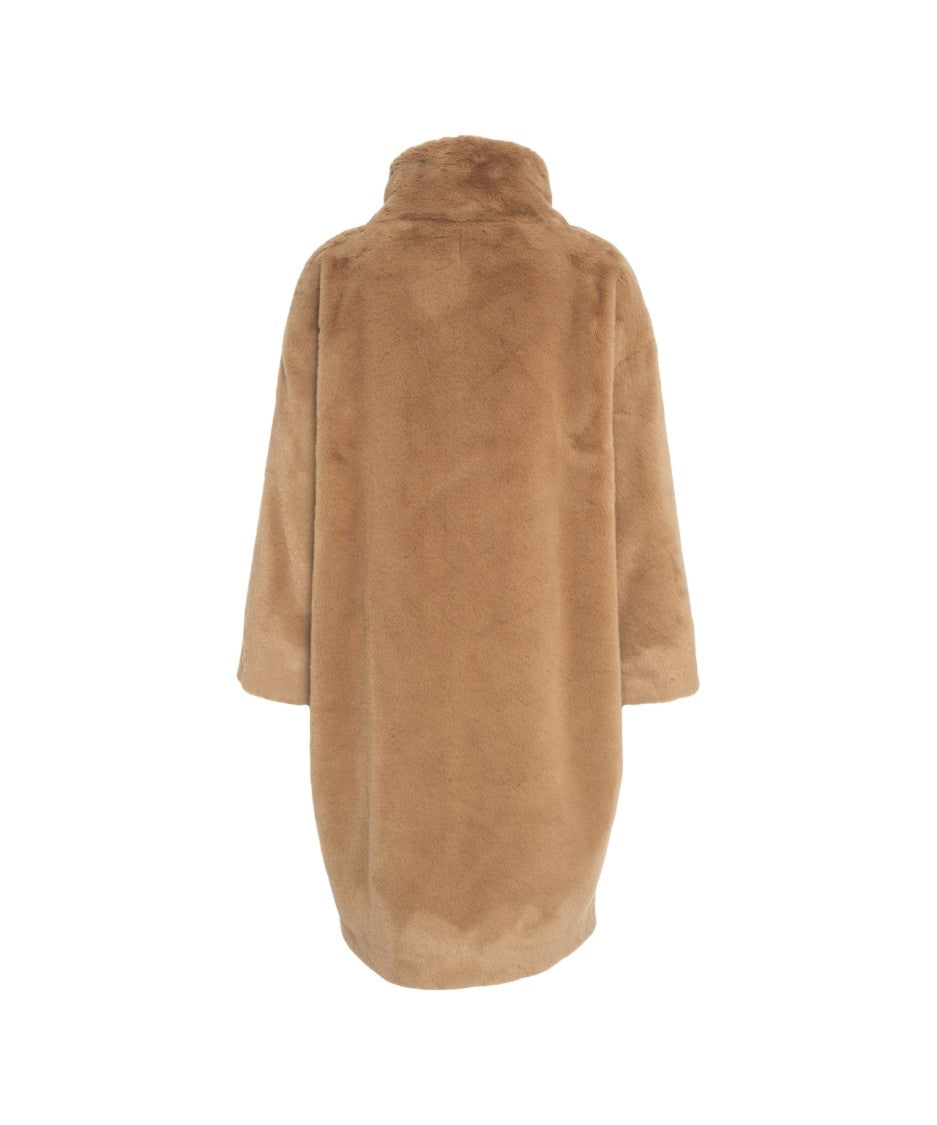 Herno Faux Fur Short Coat With High Collar
