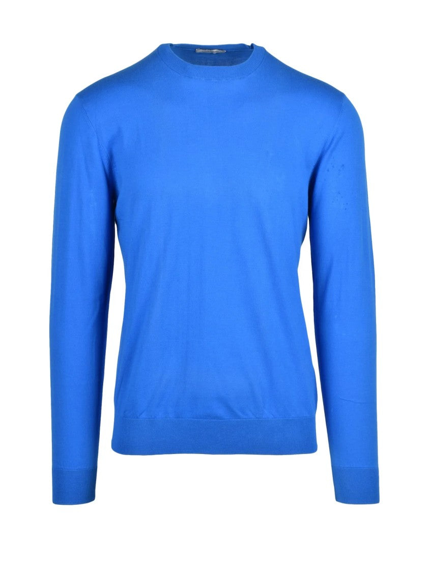 Paolo Pecora Blue Cotton Crewneck Sweater