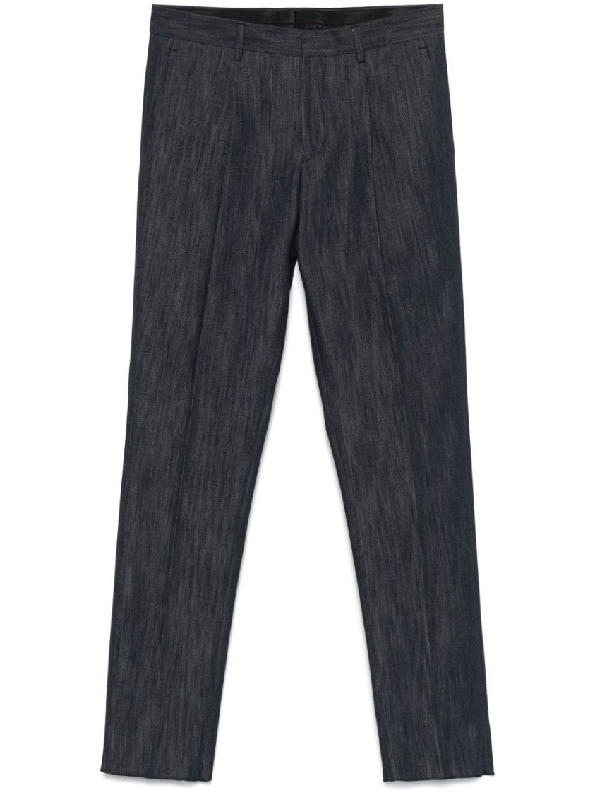 Lardini Tailored Black Trousers With Subtle Texture