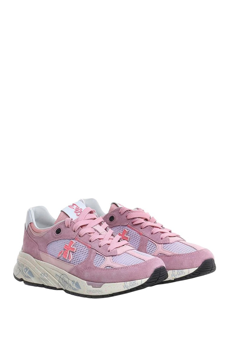 Premiata Pink Chunky-Sole Calfskin-Blend Sneakers