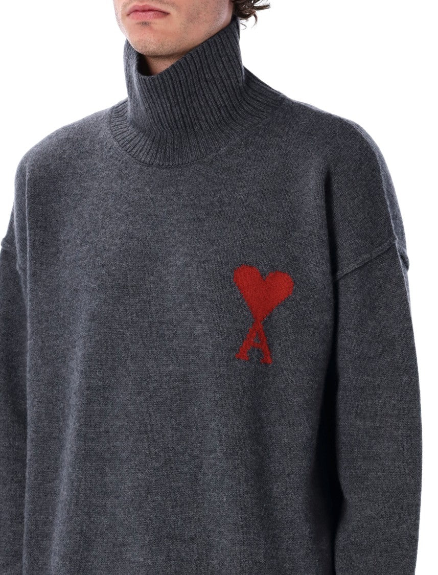 Ami Paris Red Adc High Neck Sweater