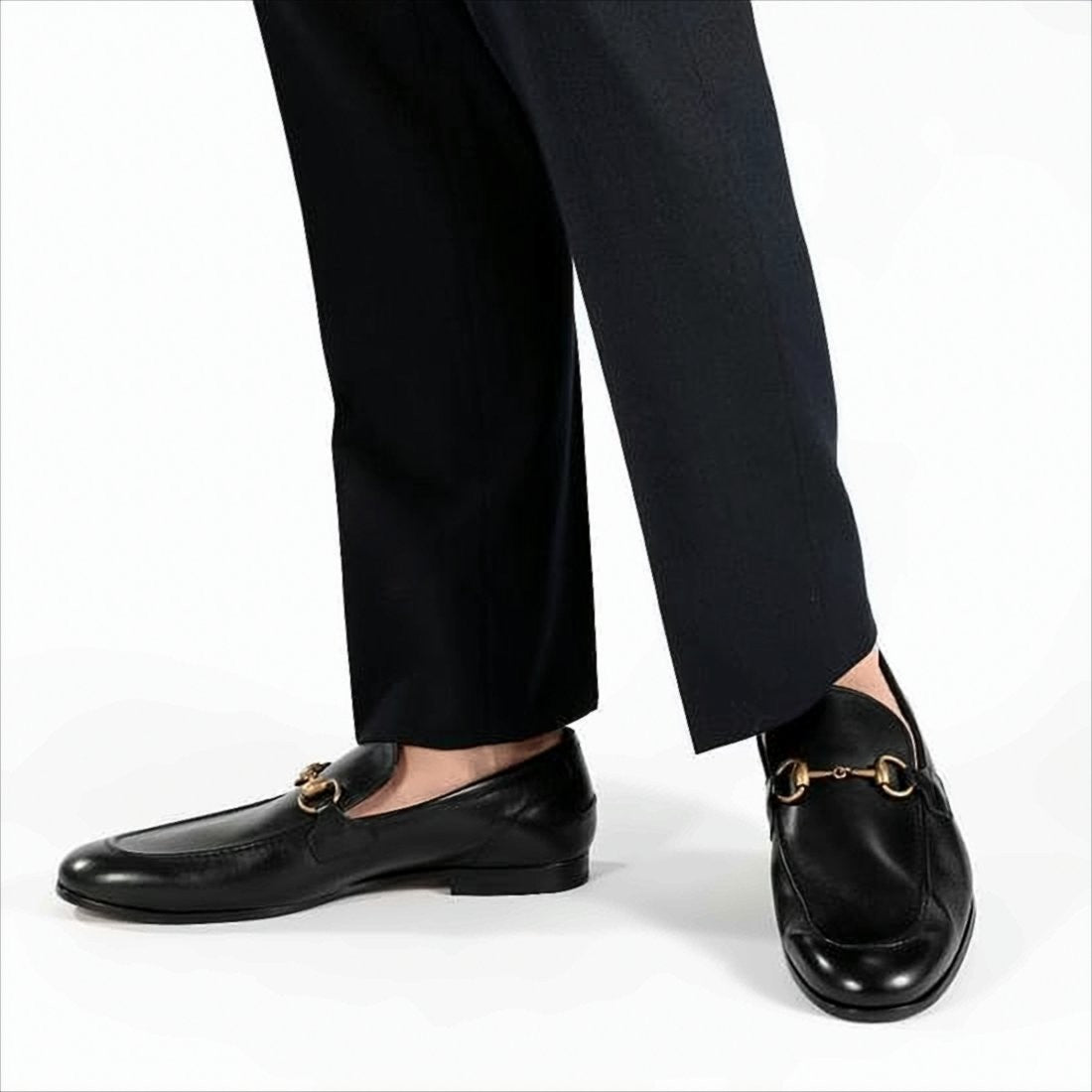 Gucci Black Leather Loafers With Gold Horsebit Detail