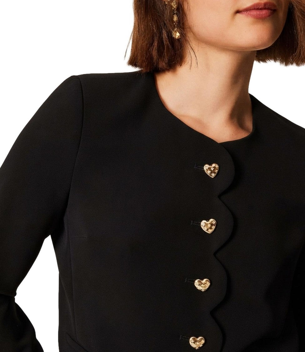 Twin-Set Cropped Black Jacket High-Waisted Shorts Suit