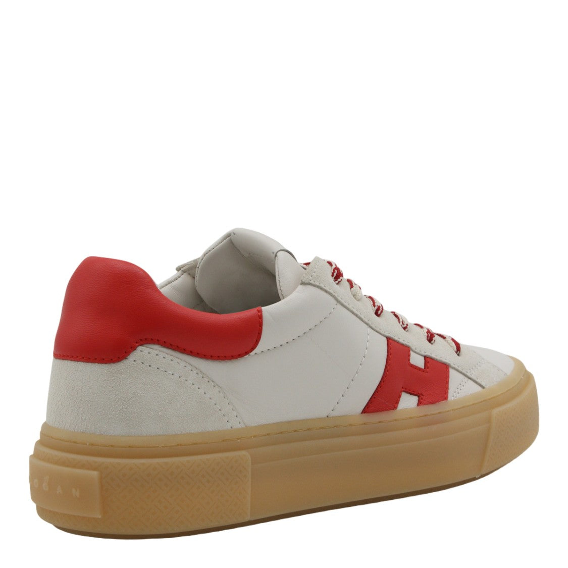 Hogan White Leather Sneakers With Red Accents