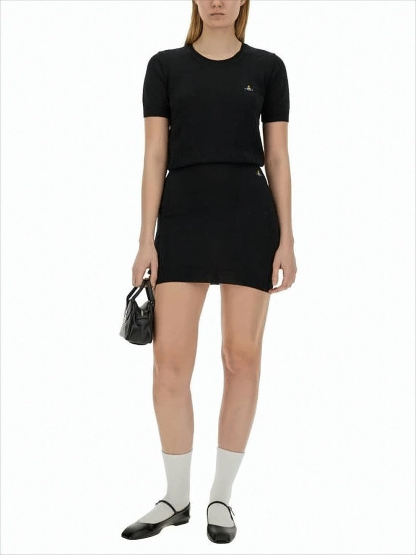 Vivienne Westwood Fitted Black Mini Skirt With Subtle Flare