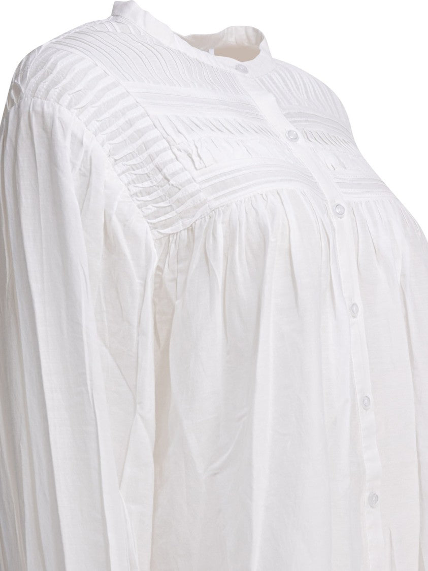 Isabel Marant Étoile Loose-Fitting White Shirt With Pintuck And Pleated Detailing