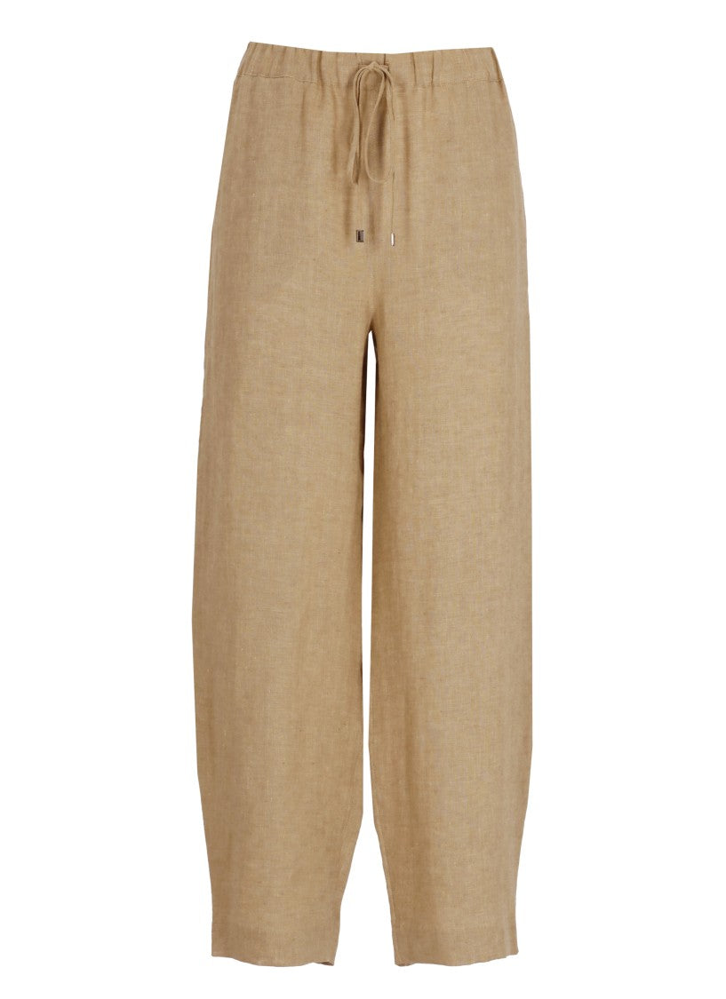 Antonelli Firenze Brown Svezia Drawstring Linen Straight-Leg Pants