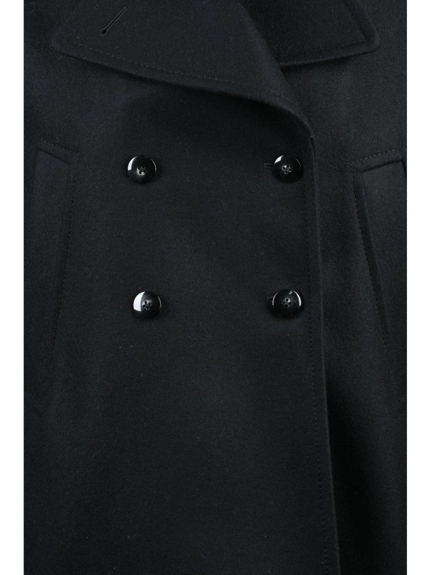 Dondup Black Virgin Wool-Blend Peacoat
