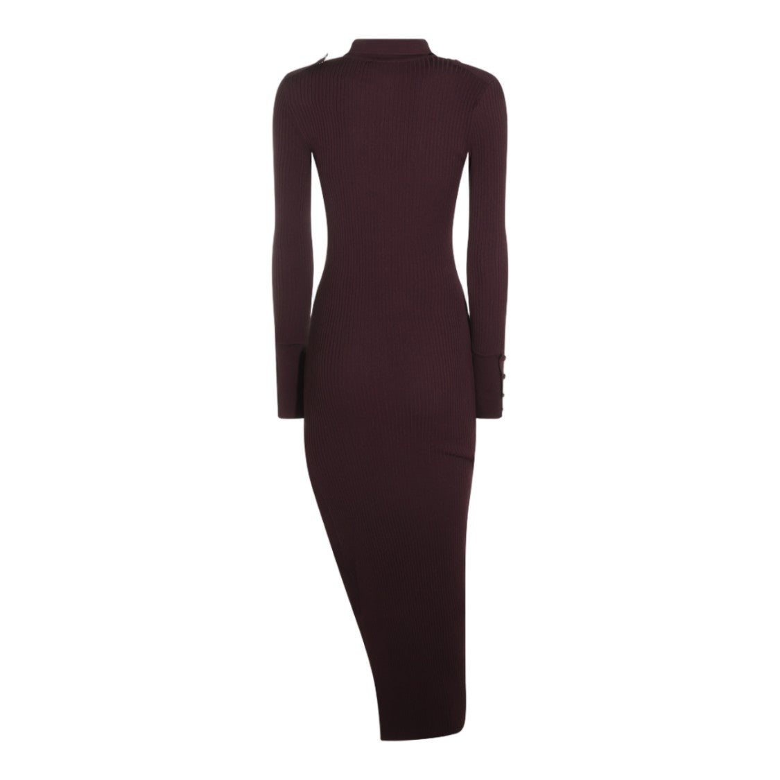 Courrèges Ribbed Knit Collared Midi Dress